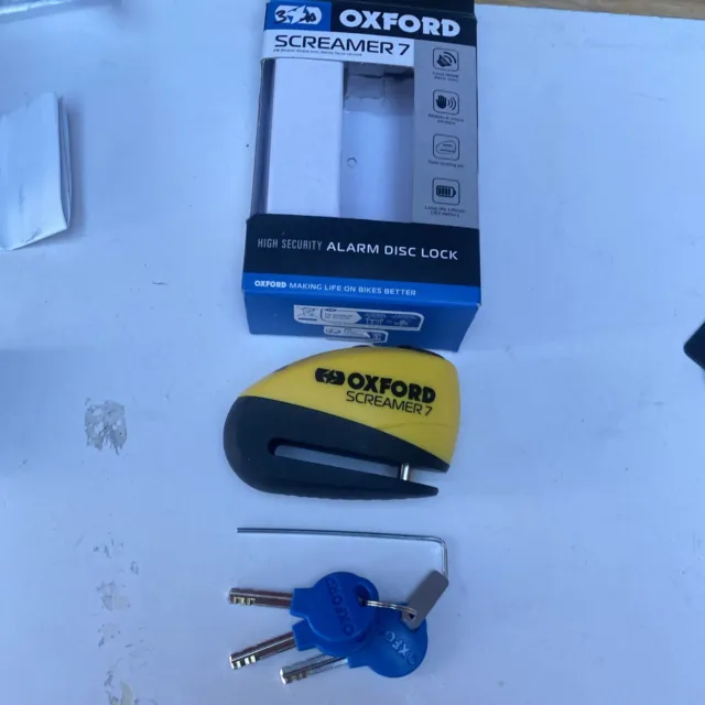 Oxford Screamer 7 Allarme Alta Sicurezza Blocco Disco 7 Mm Pin Di Bloccaggio Lk290 - Difettoso