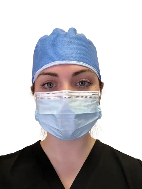 Disposable Doctor's Scrub Cap- Blue with White Top PP, Unisex, Case of 400
