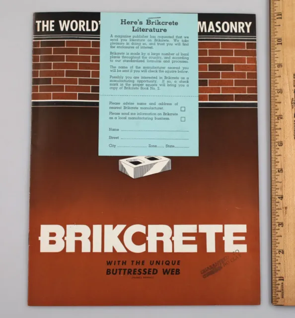 Vintage Brikcrete Advertising Booklet World's Most Modern Masonry Holland MI