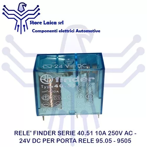 Rele' Finder Serie 40.51 10A 250V Ac - 24V Dc Per Porta Rele 95.05 - 9505  1Pz