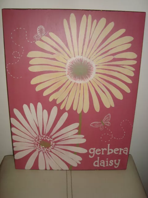 Pottery Barn Kids Botanical Daisy Plaque Wall Art   NEW