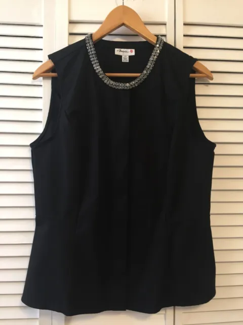 3.1 Phillip Lim Black Sleeveless Zip Front Peplum Top, Size L/G