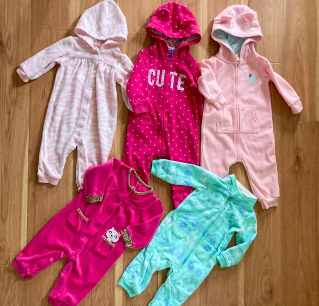 CARTER’S Baby Girl 5 Fleece Outfits Size 9 Months