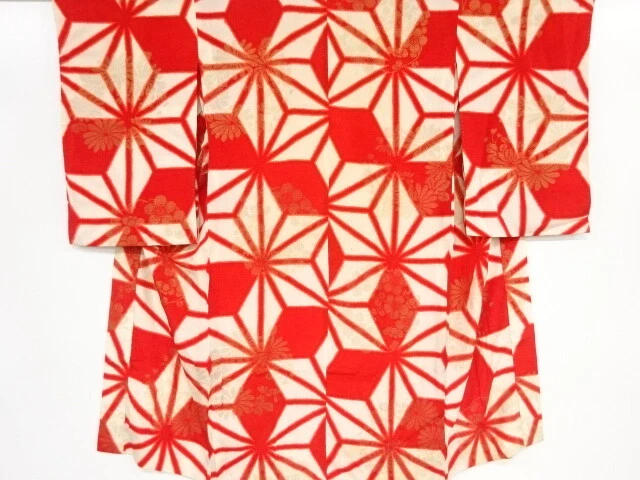 41043# Japanese Kimono / Antique Hitoe Juban / Kinsha / Asanoha