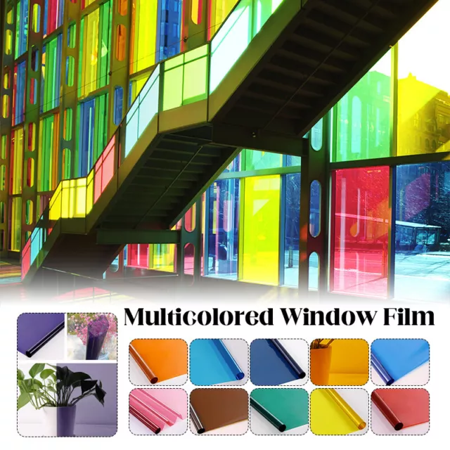 Multicolored Window Film Self Adhesive Transparent Solar Tint Glass Vinyl DIY