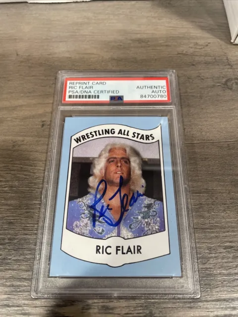 Ric Flair Signed 1982 Wrestling All Stars Reprint Card PSA/DNA AUTO AUTHENTIC