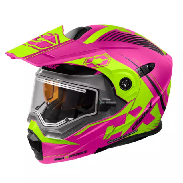 Castle X EXO-CX950 Focus Snowmobile Helmet w/ Electric Shield - Pink/Hi-Vis