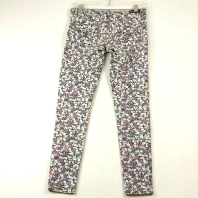 LEVI'S Girls The Knit Jean Stretchy Floral Jeans Size 14 Skinny Gray Pink 2