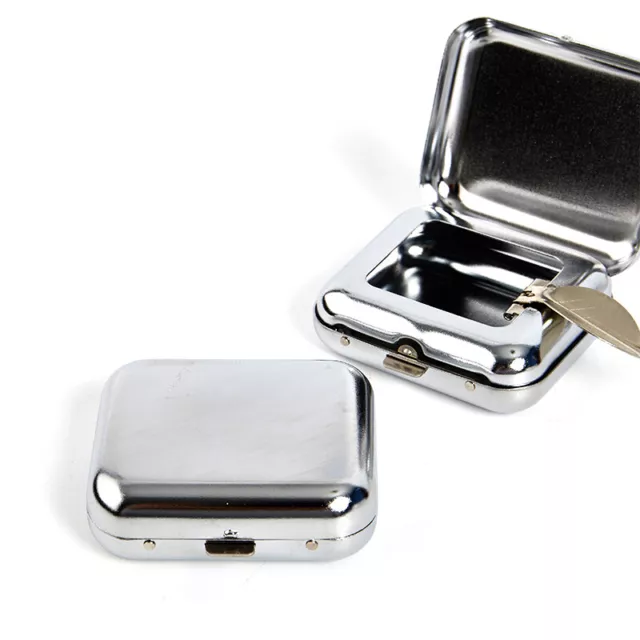 Stainless Steel Square Pocket Ashtray metal Tray With Lids Portable Ashtray^FBB