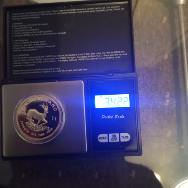 2012FYNGOUD 1oz 24K Plated Commemotive Krugerrand Coin in capsule South Africa