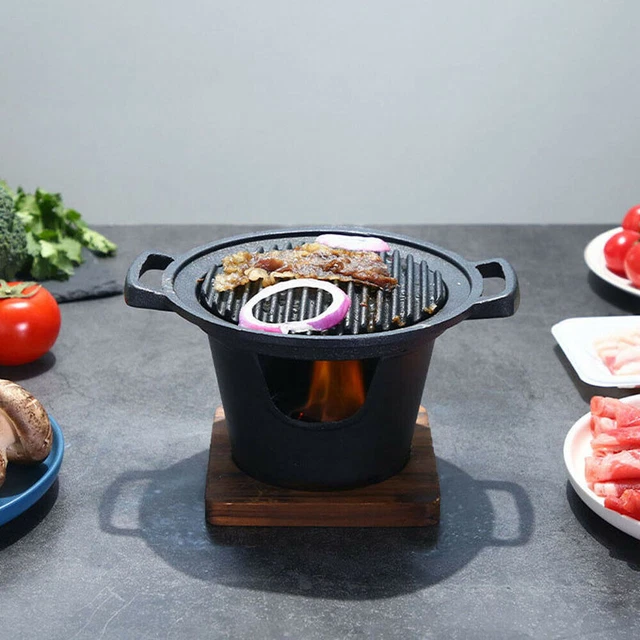 Mini tragbarer Grill Holzkohlegrill Round Home Grillzubehör Werkzeuge KG