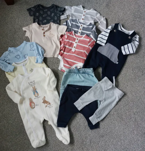 Baby BOY clothes bundle,NEWBORN &0-1 & 0-3 months ,sleepsuits, outfits,dungerees