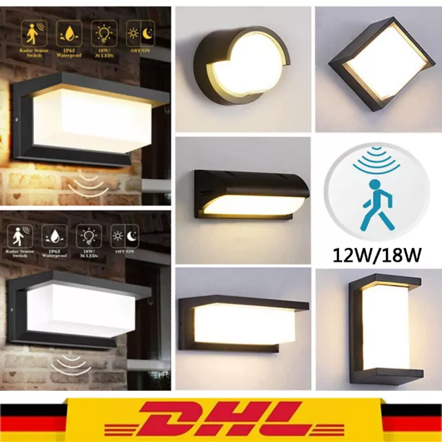 12W 18W LED Außenleuchte mit Bewegungsmelder Wandleuchte Anthrazit Sensor Licht
