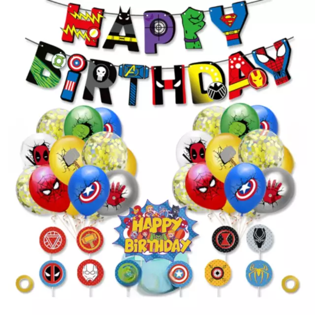 Birthday Party Kids Marvel Balloons Decoration Superhero Avengers Latex Banner