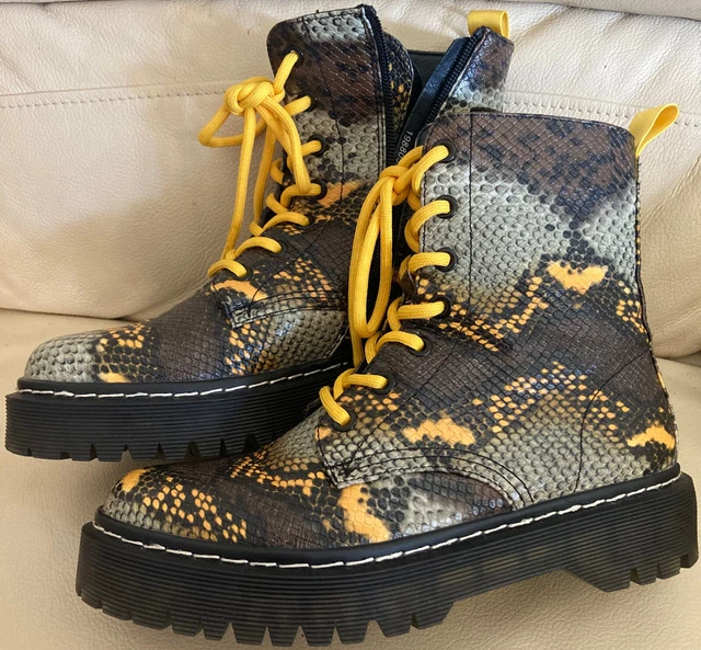 La Strada Chaussures Femmes Taille 37 NAVY Avec Jaune Look Serpent Bottes