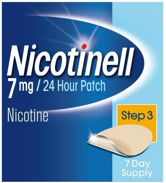 Nicotinell Step3 7 Patches 7 mg - 24 Stunden Nikotin Patch hilft Heißhunger zu stoppen NEU