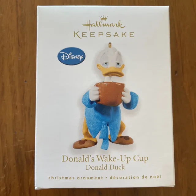 NEW Keepsake Hallmark Donald's Duck Wake-Up Cup Christmas Ornament Disney 2010