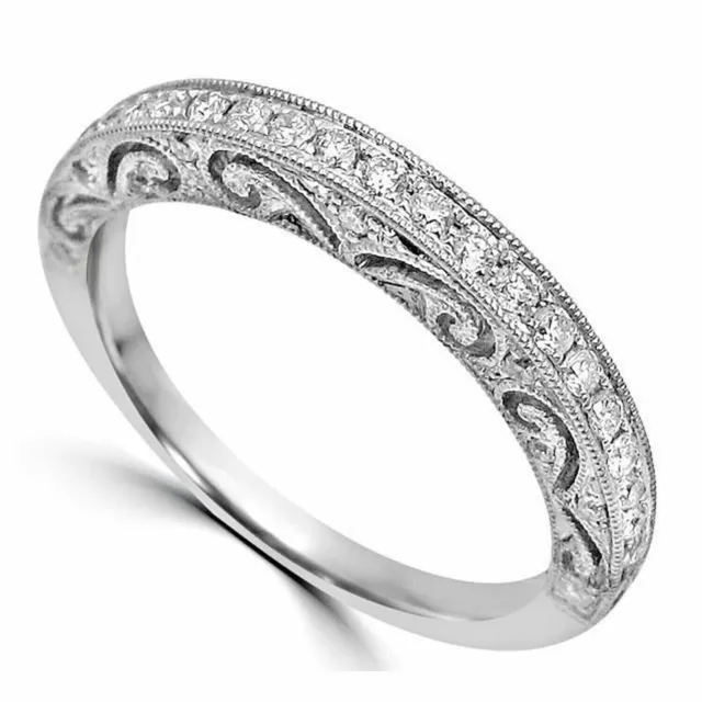 2 Ct Round Cut Simulated Diamond Women Eternity Band Ring 14k White Gold Plated
