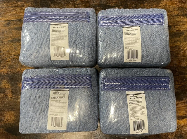 4 Pack - Bison Life Kleen Handler General Cleaning Mop Head Blue BIS-GCM-01-1