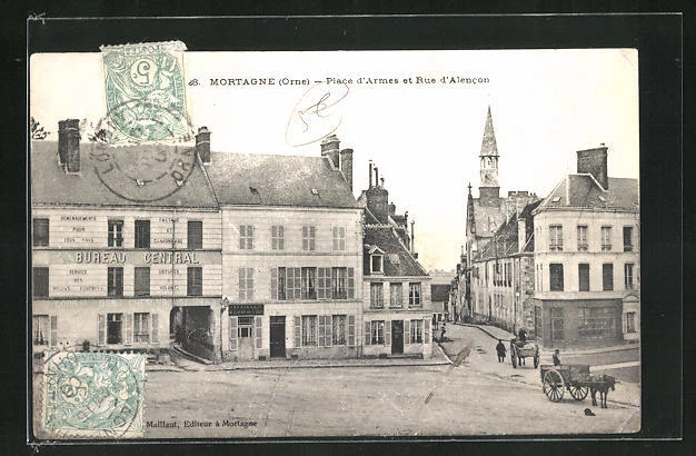 CPA Mortagne, Place d´Armes et Rue d´Alencon 1906