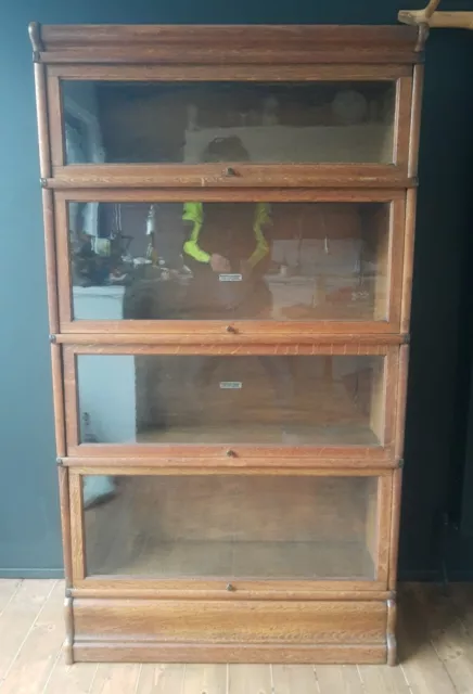 Vintage Globe Wernicke Oak Four tier Stacking Bookcase Display Cabinet Function