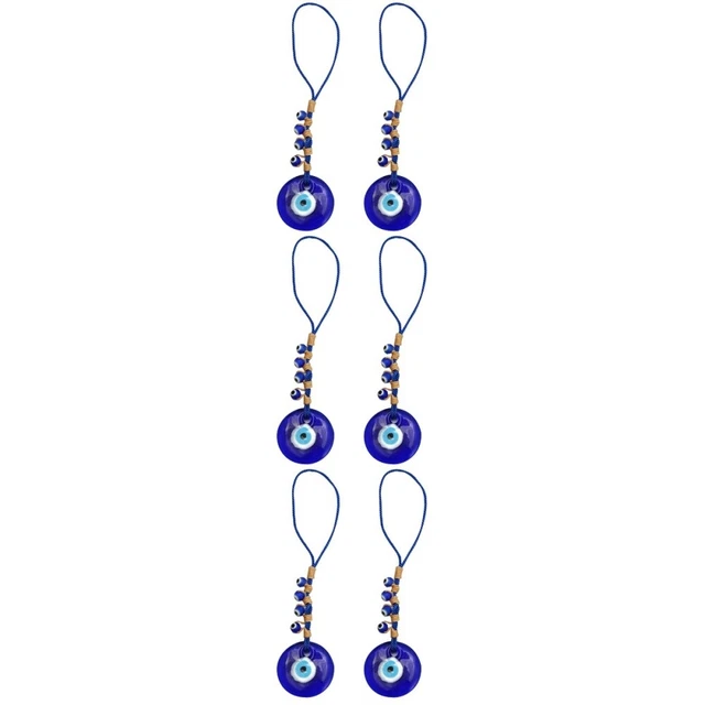 6 pcs Turkish Beads Ornament Evil Eye Keychain Glass Lampwork Beads