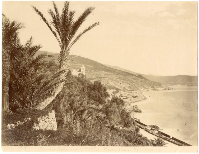 Tirage Albuminé Vintage Italie Bordighera Vue Générale - Format 21x27 Cm, Circa 1885, Référence MP5588