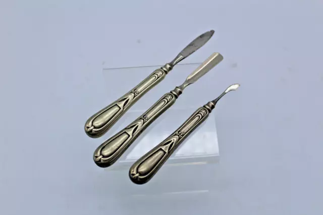 Set manicure antico cura unghie con motivo, color argento, vintage #4.2.53