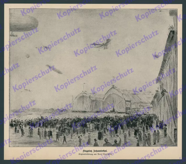 Paeschke Flugplatz Johannisthal Flugzeuge Zeppelin Hallen Publikum Berlin 1912