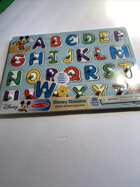 Melissa & Doug Disney Classics Alphabet Wooden Peg Puzzle (26 Pcs)