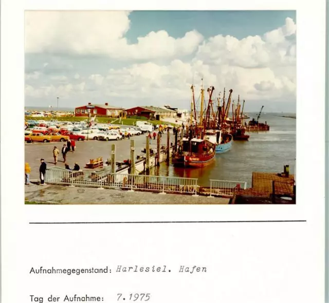 10190842 - 2944 Harlesiel harbour fishing boats photo mounted on cardboard