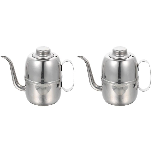 2 PCS Leakproof Oil Pot Stainless Steel Oil Pot Condiment Containers Olives