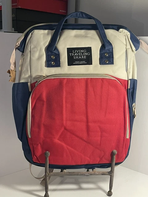 Living Traveling Share Backpack Waterproof Red White and Blue New