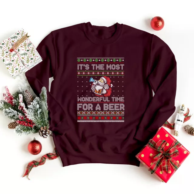 It's The Most Wonderful Time For A Beer Christmas Sweater Beer Drinking Xmas Top