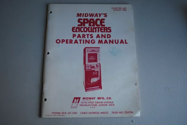 Midway’s Space Encounters Arcade Parts and Operating Manual Original