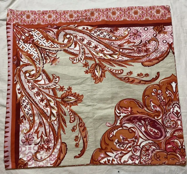 Pottery Barn Pillow Case Floral Paisley Cover Throw  Room Decor 24x24 Red White