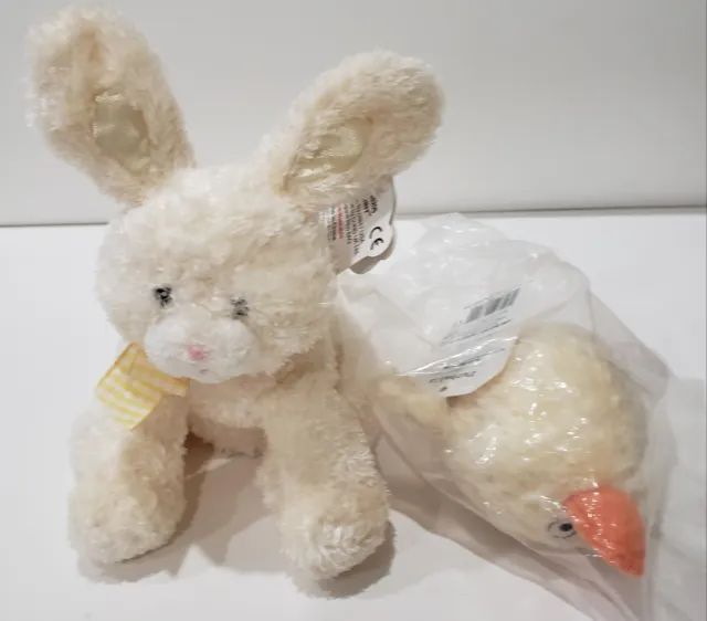 NEW GUND Funny Bunny Plush Rattle Toy and North American Bear Co. Furrball Duck 