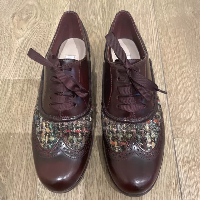 CLARKS NARRATIVE HAMBLE Oak oxblood leather Tweed brogue shoes
