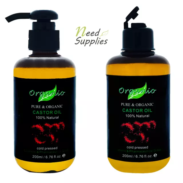 Organic Castor Oil 100% Natural Cold Pressed-For Hair Growth,Eyelashes & Brows