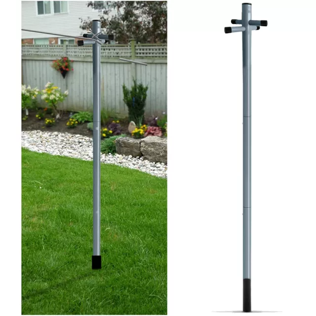 PRO 2.4m Galvanised Heavy Duty Clothes Washing Line Post Pole With Socket