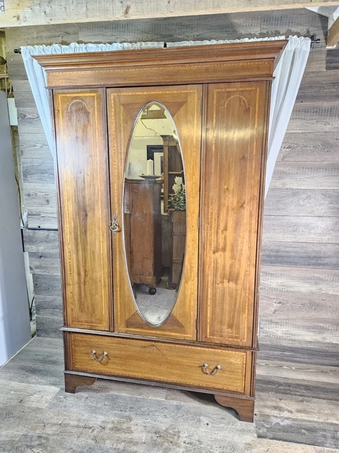 Edwardian Walnut and Saint-Banded Double Wardrobe