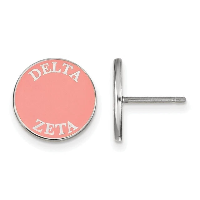 Sterling Silver Delta Zeta Enamel Disc Post Earrings