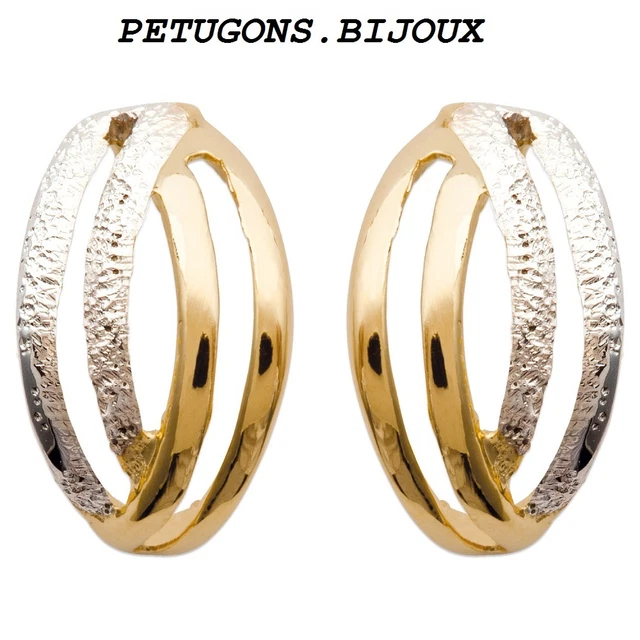 Boucles D'Oreilles En Or Bicolore 18 Carats - Rubis Et Oxydes De Zirconium - Neues Avec Étiquette