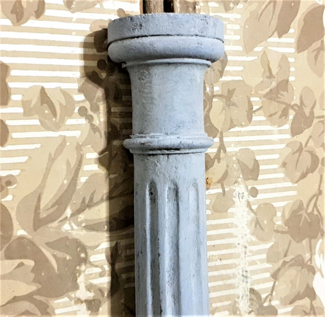 Victorian gray painted wood carving column Antique french architectural salvage 3