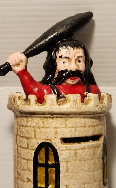 Cast Iron Mechanical Bank Giant Castle Tower Defends Coin Slot John Harper & Co. 3