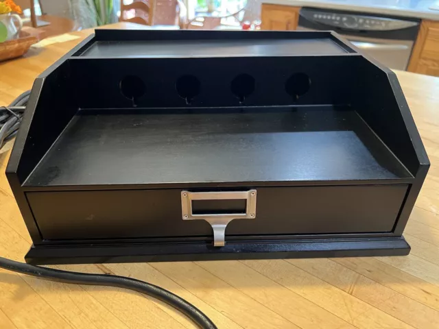Pottery Barn Bedford Wood Valet Large Charging Dock Station Black