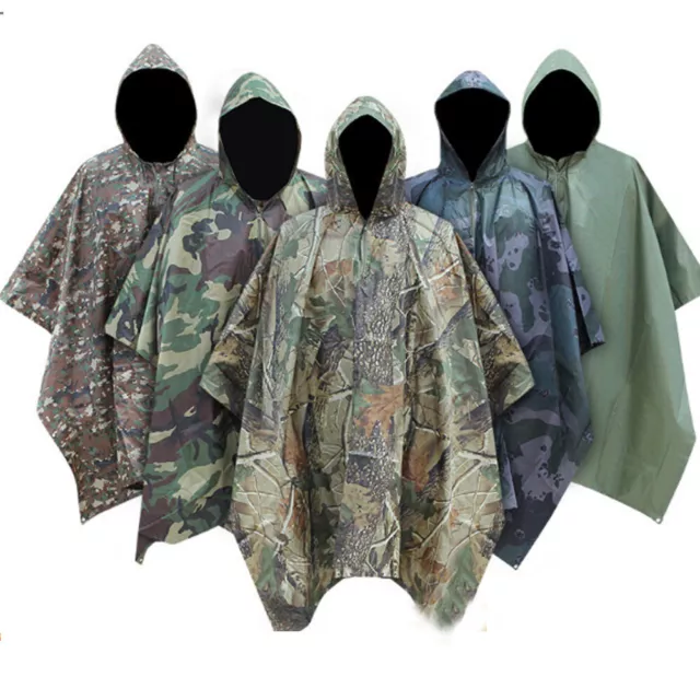 Fashion Wet Weather Rain Poncho Military Style Tarp Shelter Bivy Tent