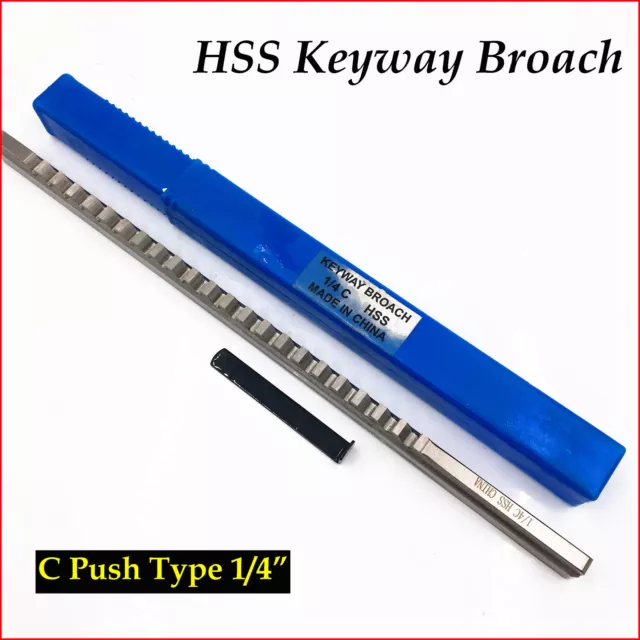 1/4 Inch Keyway Broach Cutter C Push Type HSS Broach Cutting Tool & 1 Shim