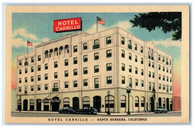 c1950's Hotel Carrillo & Restaurant Building Santa Barbara California Postcard