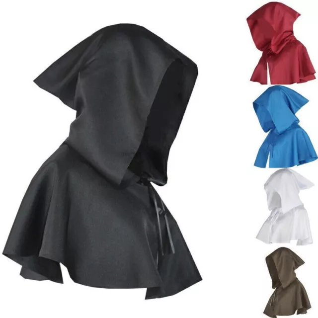 Halloween Costume Cosplay Cloak Medieval Hooded Cape Cowl Witch Monk Clergy